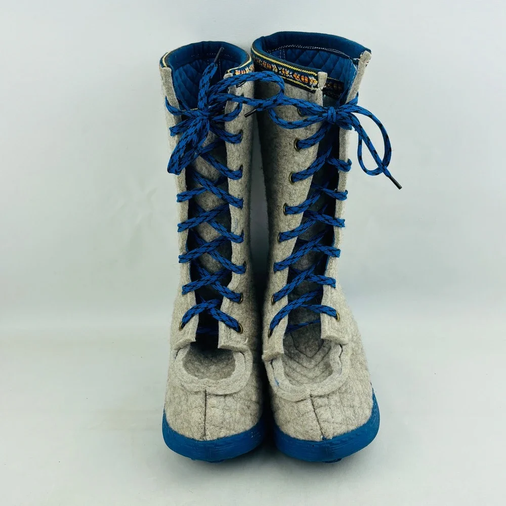 Nesna Polar Lobben Winter Boots‎ Womens 39 US 8 Grey Wool Felt Lace Up Norwegian